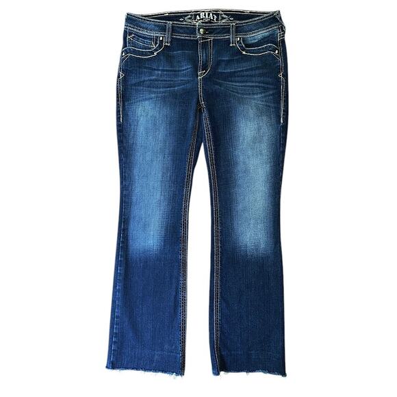 Ariat Ruby Mid-Rise Thick Stitch Raw Hem Bootcut Western Jeans 31X31 - Picture 1 of 7
